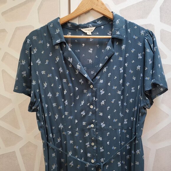 Lucky Brand - collared, button-front dress - blue/green - size large - Picture 3 of 5